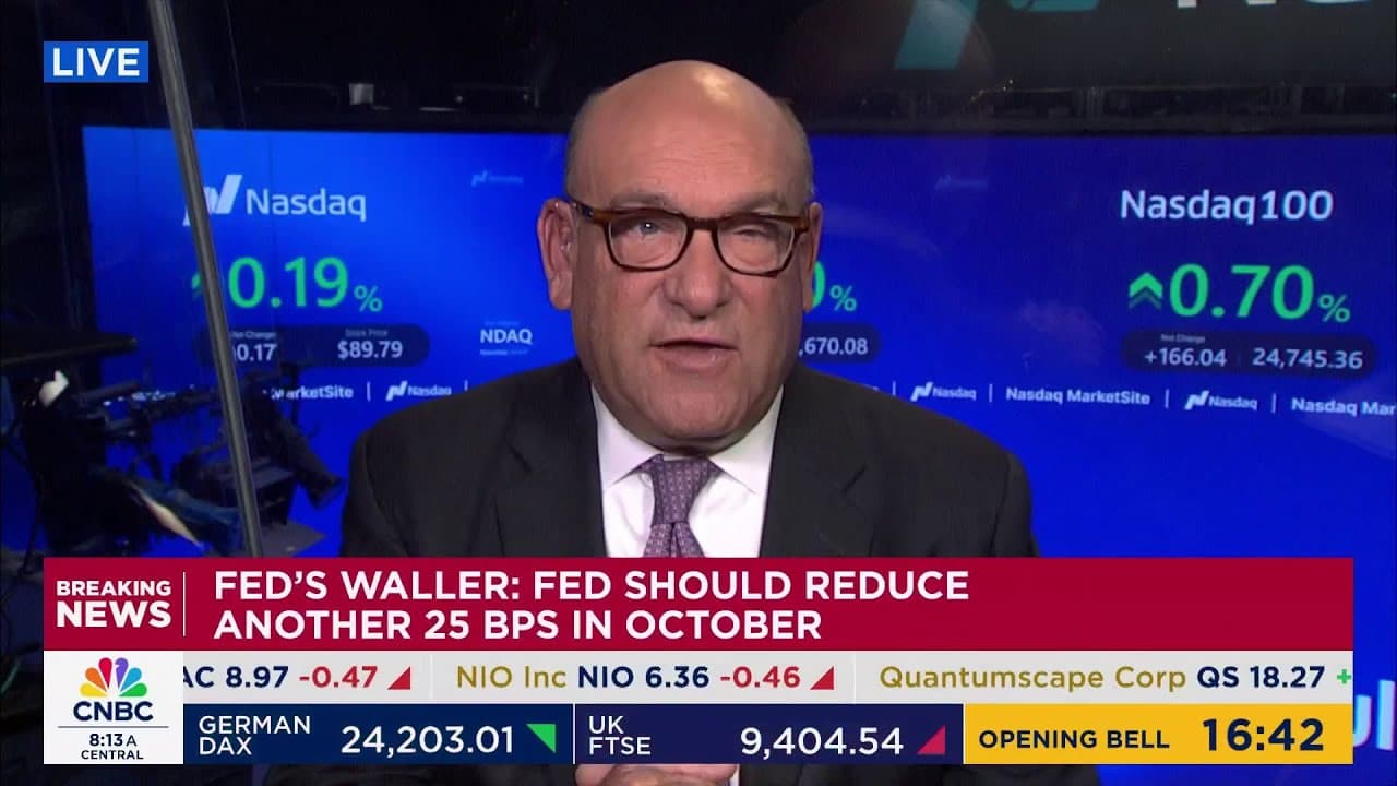 Fed's Waller: Fed should reduce another rates by another 25 bps points in October