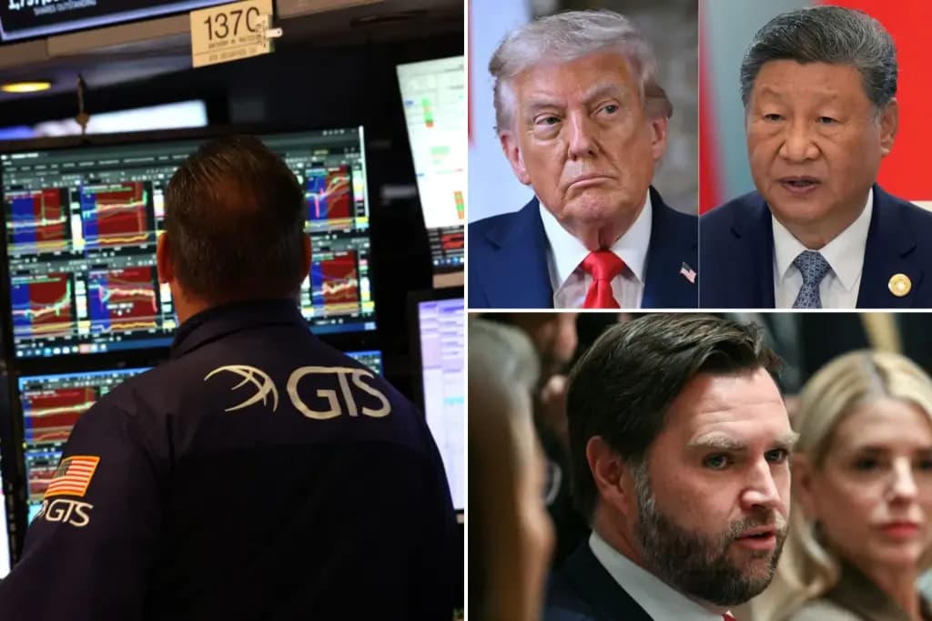 Dow futures soar 400 points after Trump, Vance calm markets over China trade war fears